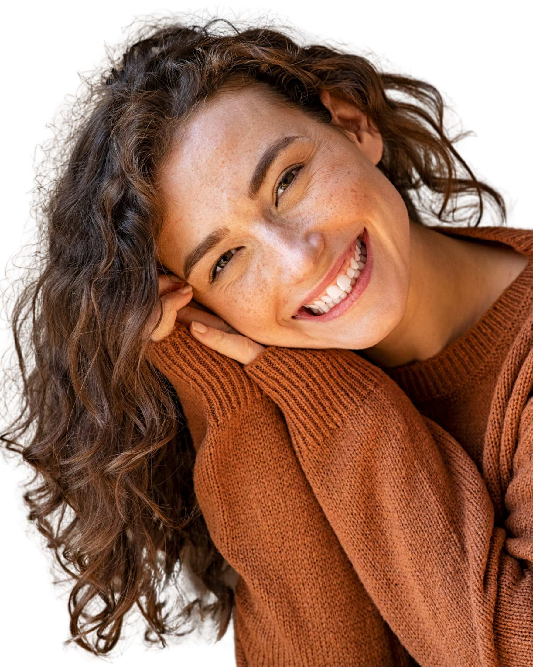 Mulher sorrindo com dentes brancos perfeitos - OdontoMix Olinda